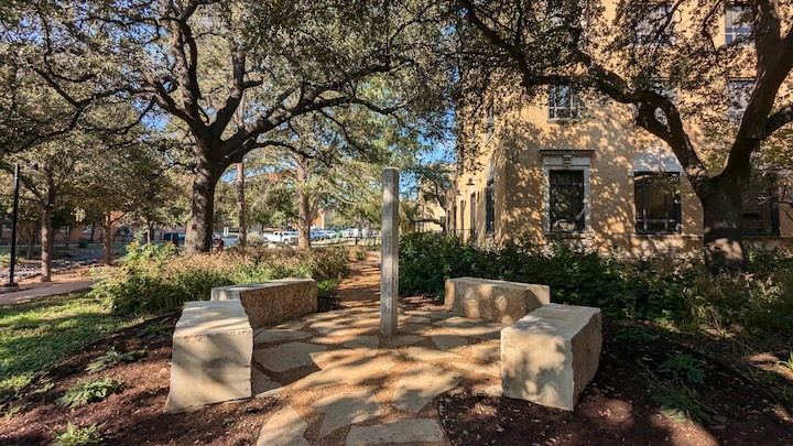 Photograph of Peace Pole and Seating Area