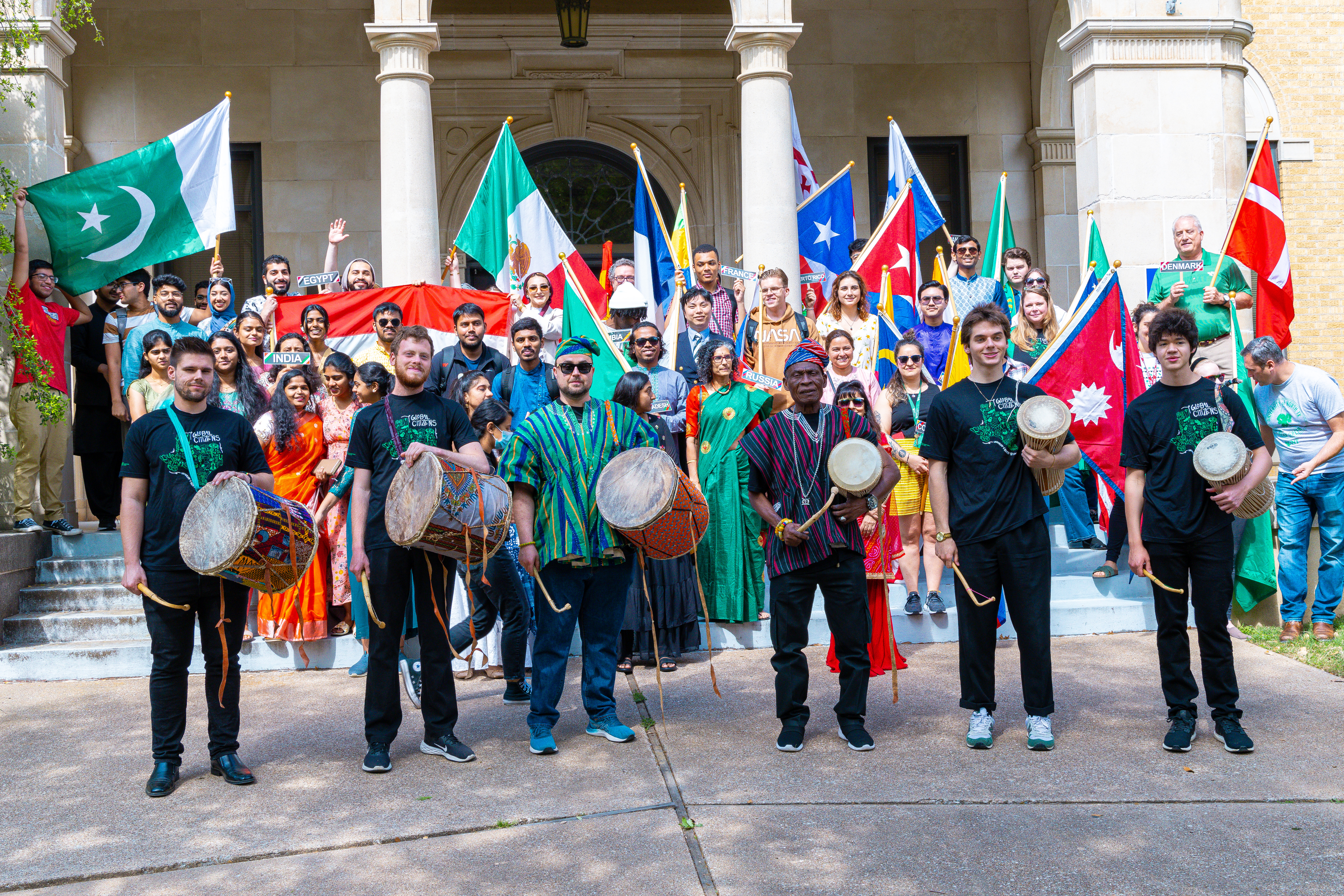 International students walking in the Parade of Nations at UNT